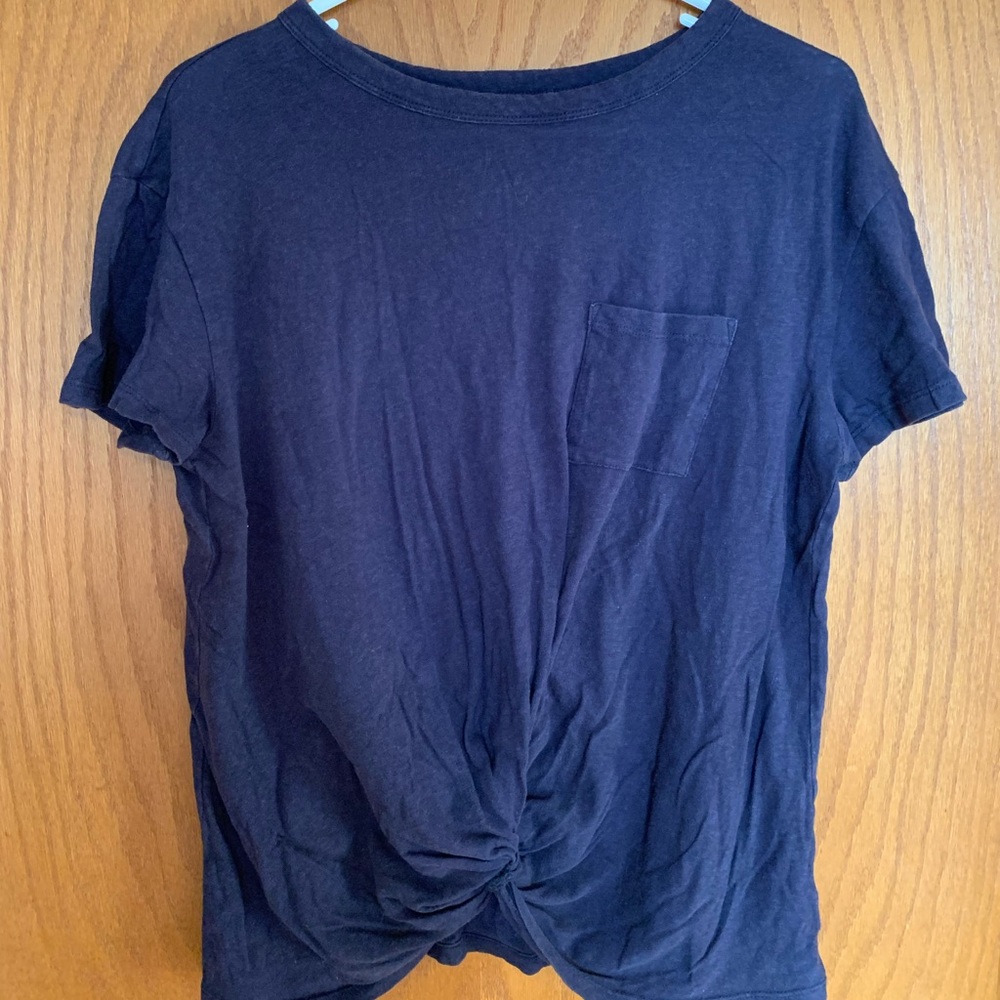 Navy front tie shirt